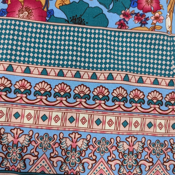 Art Nouveau Maxi Dress Fantasy Horse Floral Print Long Sleeve Colorful size L - Picture 4 of 10